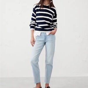 Banana Republic Factory Mid Rise Slim Raw Hem Medium Wash Jeans